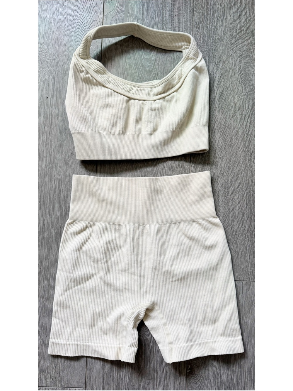 Amazon Nude Ribbed Athletic Gymwear Set